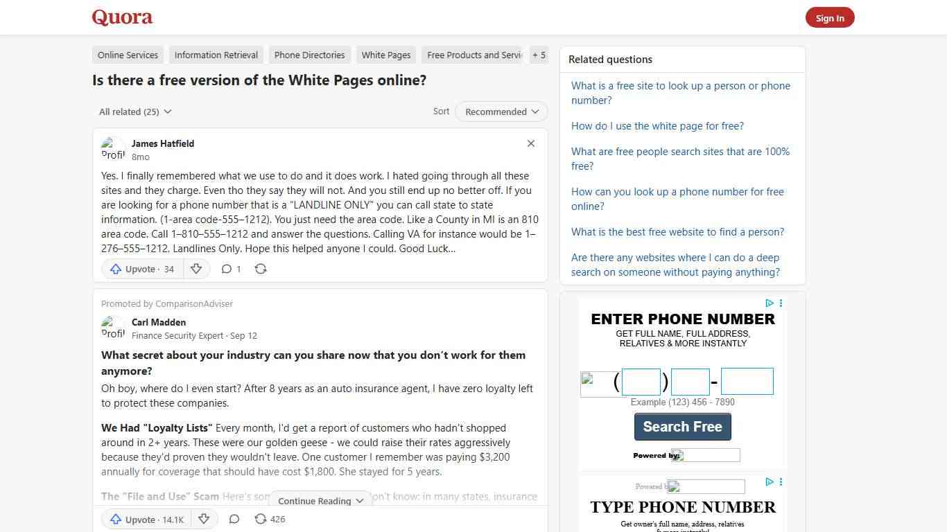 Is there a free version of the White Pages online? - Quora