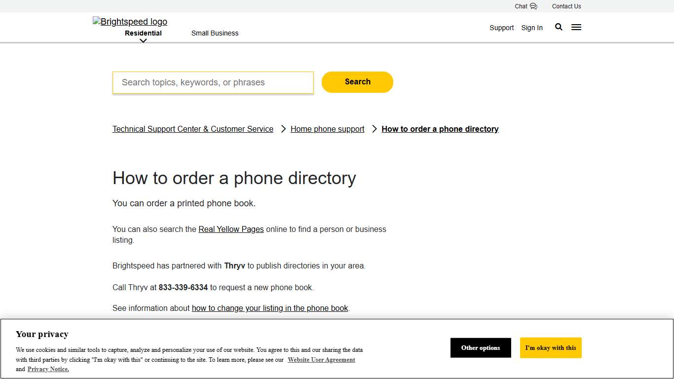 How to order a phone directory | Brightspeed