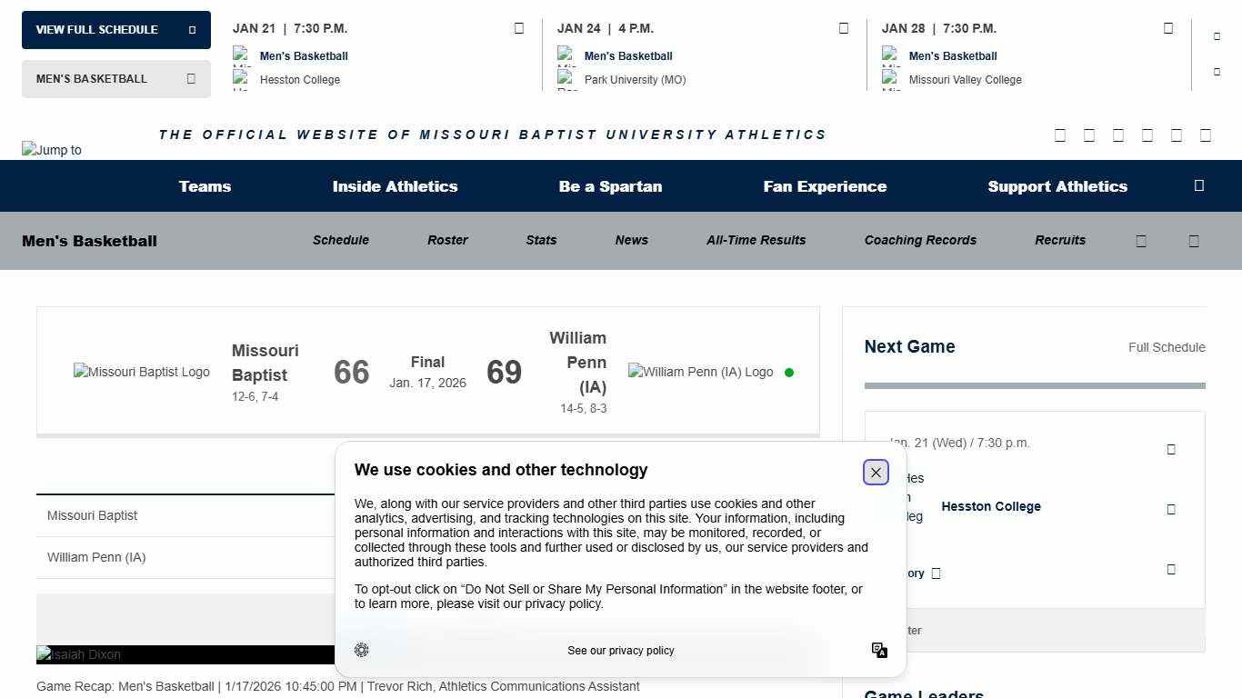 Spartans Drop Tight Contest at William Penn, 69–66 - MBU Athletics